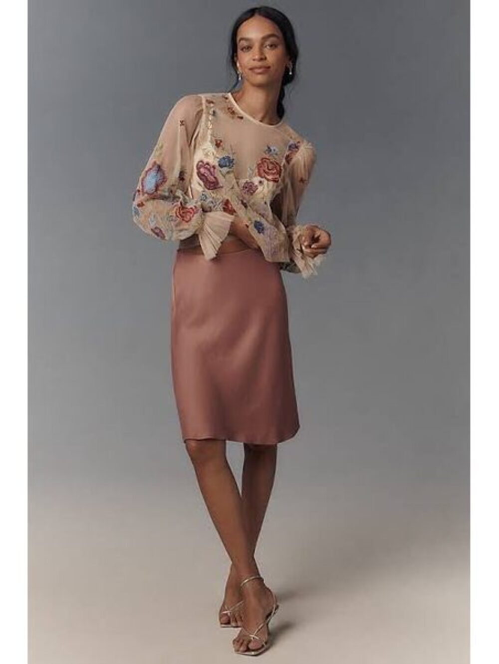 New Anthropologie The Layla Long-Sleeve Appliqué Mesh Blouse Size XL